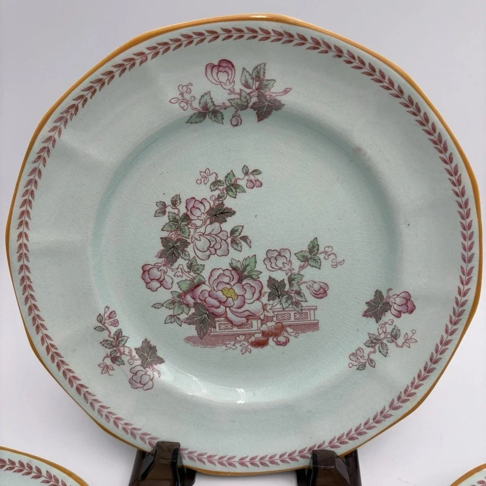 Calyx Ware Salad Plates , METZ, Blue Ironstone, Adams England, 7.75